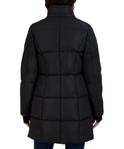 Women's Faux-Fur-Trim Hooded Puffer Coat Black $86.00 Coats