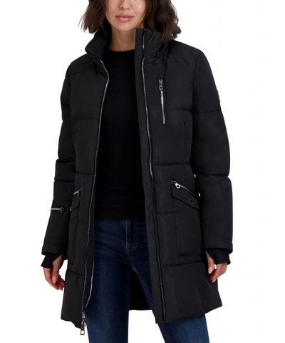 Women's Faux-Fur-Trim Hooded Puffer Coat Black $86.00 Coats