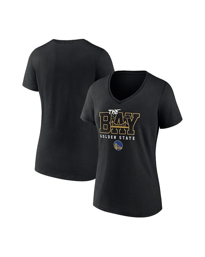 Women's Branded Black Golden State Warriors Hometown Collection The Bay V-Neck T-shirt Black $19.20 Tops