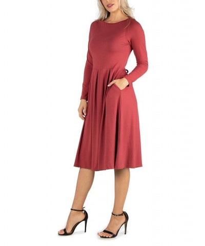 Women's Midi Length Fit and Flare Dress Gray $20.70 Dresses