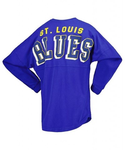 Women's Branded Blue St. Louis Blues Spirit Lace-Up V-Neck Long Sleeve Jersey T-shirt Blue $43.19 Tops