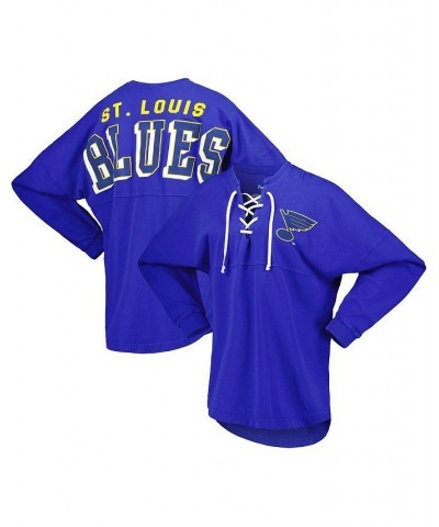 Women's Branded Blue St. Louis Blues Spirit Lace-Up V-Neck Long Sleeve Jersey T-shirt Blue $43.19 Tops