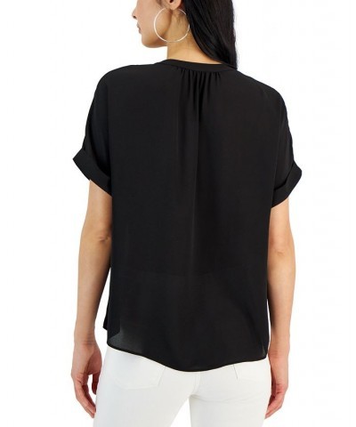 Women's V-Neck Drop-Shoulder Top Black $31.98 Tops