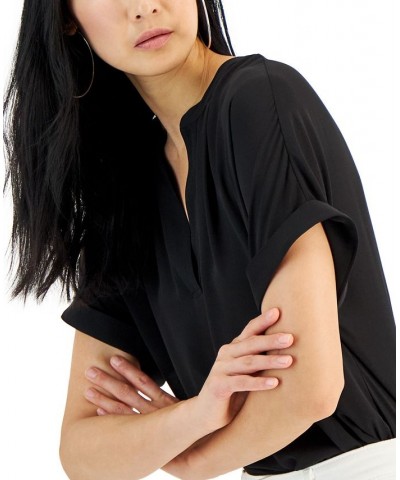 Women's V-Neck Drop-Shoulder Top Black $31.98 Tops