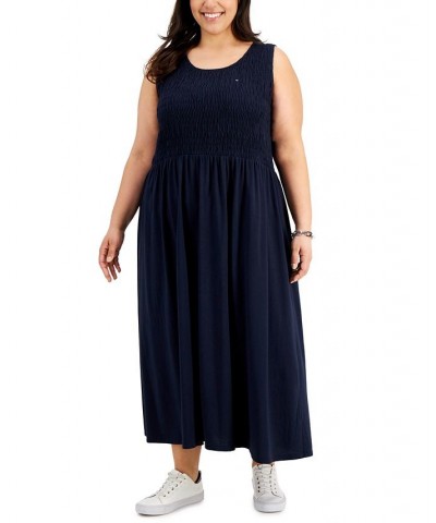 Plus Size Smocked Maxi Dress Sky Captain $40.28 Dresses