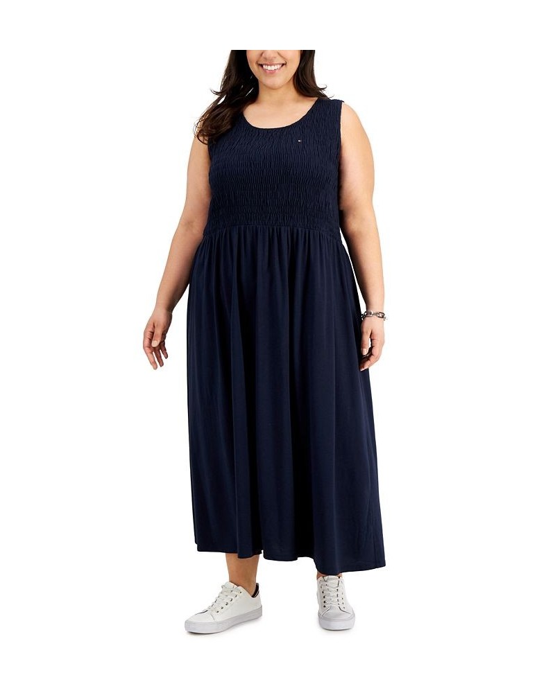 Plus Size Smocked Maxi Dress Sky Captain $40.28 Dresses