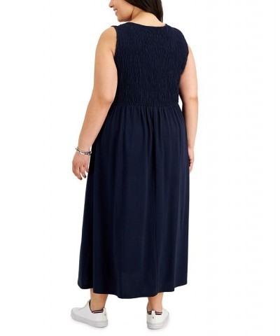 Plus Size Smocked Maxi Dress Sky Captain $40.28 Dresses