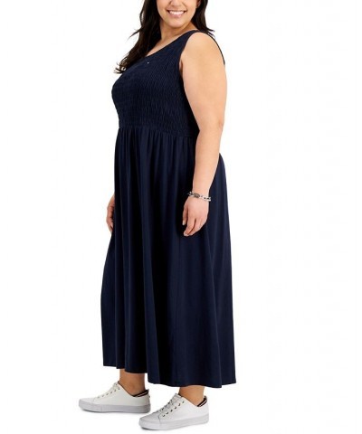 Plus Size Smocked Maxi Dress Sky Captain $40.28 Dresses