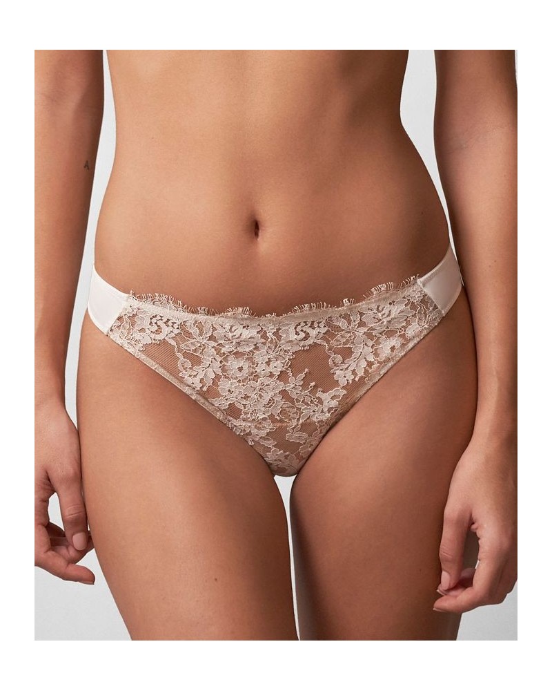 Women's Entice Eyelash Lace Trim Thong 371143 White/Nylon $13.69 Panty