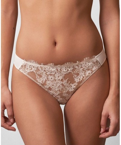 Women's Entice Eyelash Lace Trim Thong 371143 White/Nylon $13.69 Panty