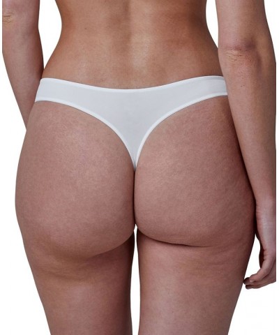 Women's Entice Eyelash Lace Trim Thong 371143 White/Nylon $13.69 Panty