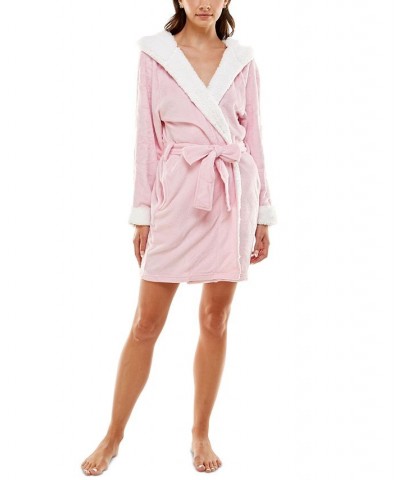 Women's Deluxe Touch Hooded Fleece-Lined Robe Pink $16.90 Sleepwear