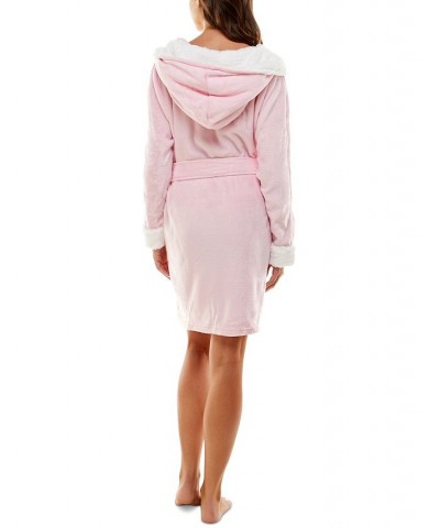 Women's Deluxe Touch Hooded Fleece-Lined Robe Pink $16.90 Sleepwear