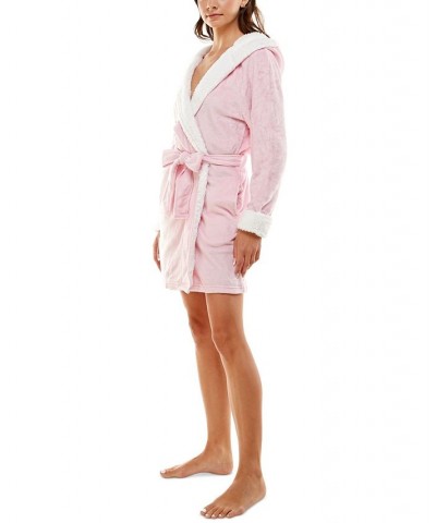 Women's Deluxe Touch Hooded Fleece-Lined Robe Pink $16.90 Sleepwear