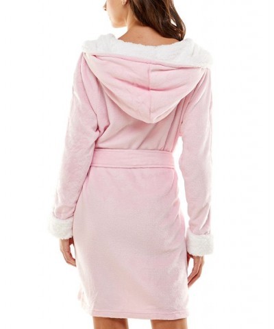 Women's Deluxe Touch Hooded Fleece-Lined Robe Pink $16.90 Sleepwear