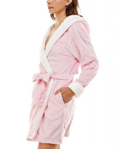 Women's Deluxe Touch Hooded Fleece-Lined Robe Pink $16.90 Sleepwear