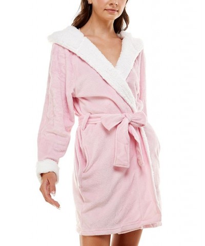 Women's Deluxe Touch Hooded Fleece-Lined Robe Pink $16.90 Sleepwear