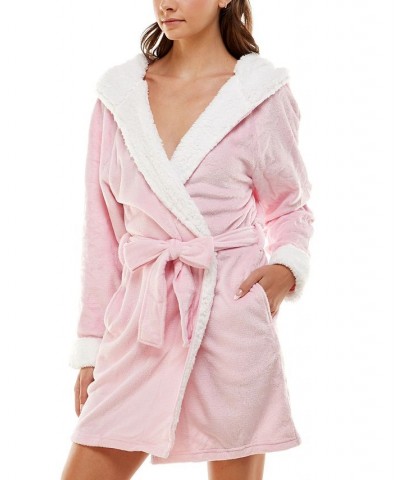 Women's Deluxe Touch Hooded Fleece-Lined Robe Pink $16.90 Sleepwear