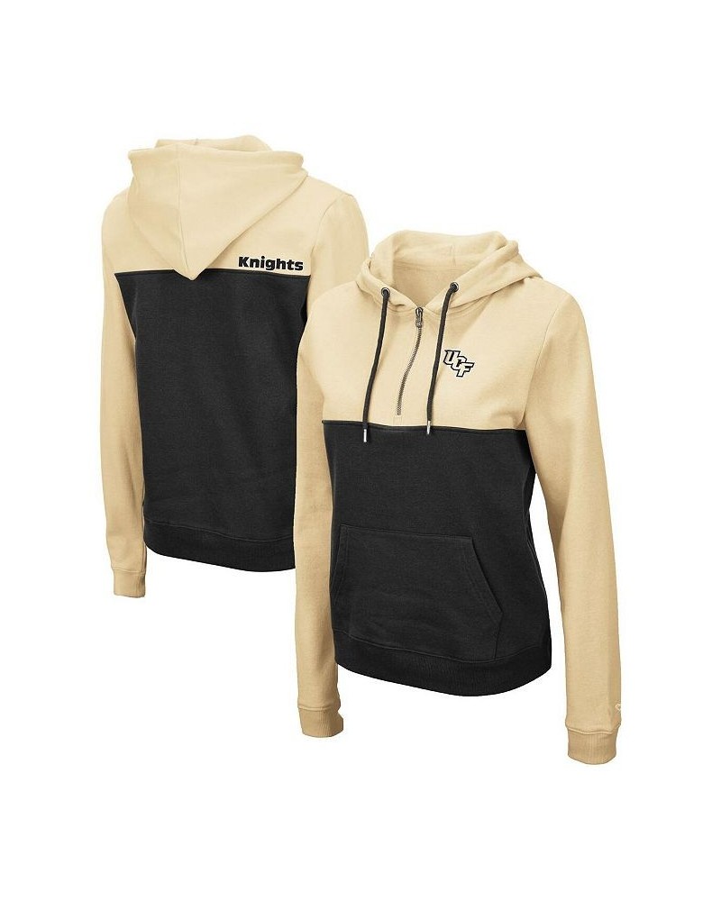 Women's Gold Black UCF Knights Aidan Half-Zip Hoodie Black $29.40 Sweatshirts