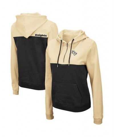 Women's Gold Black UCF Knights Aidan Half-Zip Hoodie Black $29.40 Sweatshirts