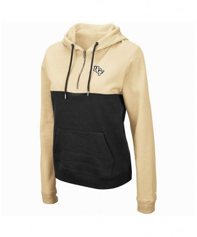 Women's Gold Black UCF Knights Aidan Half-Zip Hoodie Black $29.40 Sweatshirts