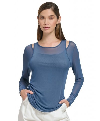 Women's Layered Cutout Mesh Top Oceana $19.88 Tops