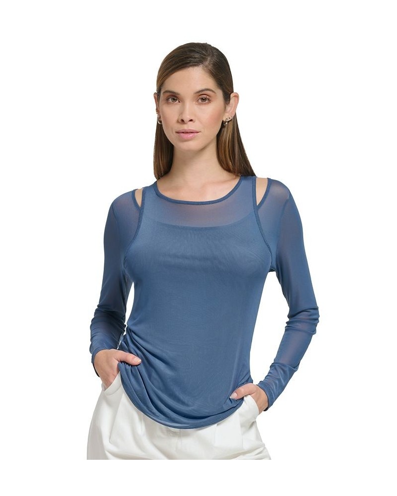 Women's Layered Cutout Mesh Top Oceana $19.88 Tops