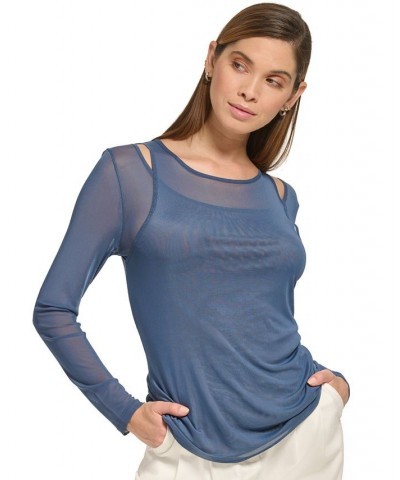 Women's Layered Cutout Mesh Top Oceana $19.88 Tops