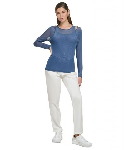 Women's Layered Cutout Mesh Top Oceana $19.88 Tops