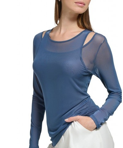 Women's Layered Cutout Mesh Top Oceana $19.88 Tops