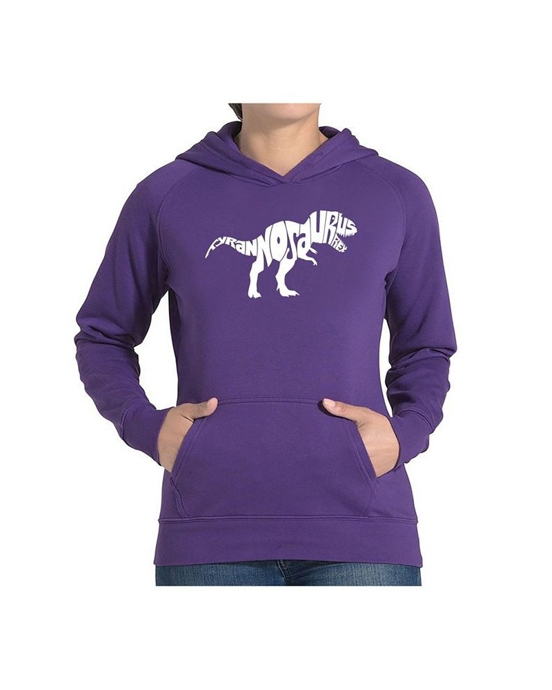 Women's Word Art Hooded Sweatshirt -Tyrannosaurus Rex Purple $29.40 Sweatshirts