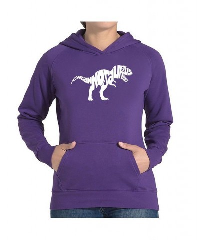 Women's Word Art Hooded Sweatshirt -Tyrannosaurus Rex Purple $29.40 Sweatshirts