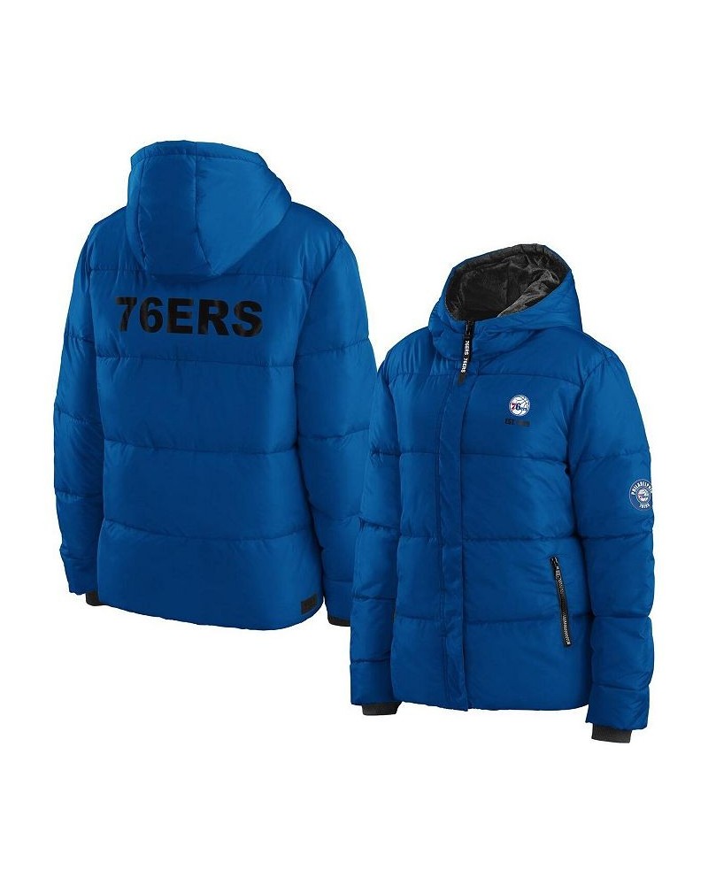 Women's Royal Philadelphia 76ers Plush Puffer Full-Zip Jacket Royal $47.60 Jackets