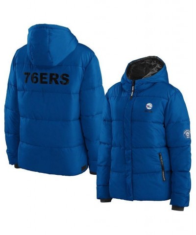 Women's Royal Philadelphia 76ers Plush Puffer Full-Zip Jacket Royal $47.60 Jackets