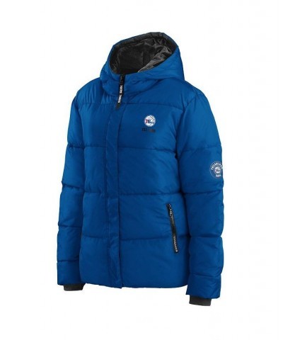 Women's Royal Philadelphia 76ers Plush Puffer Full-Zip Jacket Royal $47.60 Jackets