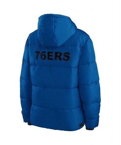 Women's Royal Philadelphia 76ers Plush Puffer Full-Zip Jacket Royal $47.60 Jackets