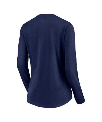 Women's Branded Navy Knockout V-Neck Long Sleeve T-shirt Navy $20.58 Tops