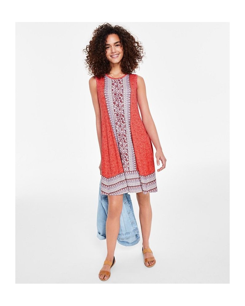 Women's Printed Sleeveless Flip-Flop Dress Orange $18.77 Dresses