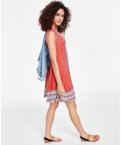 Women's Printed Sleeveless Flip-Flop Dress Orange $18.77 Dresses