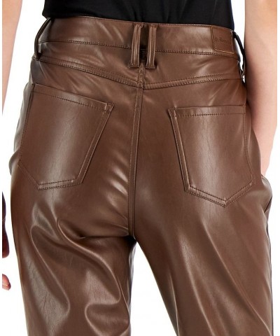 Juniors' Faux-Leather Flare Jeans Brown $14.40 Jeans