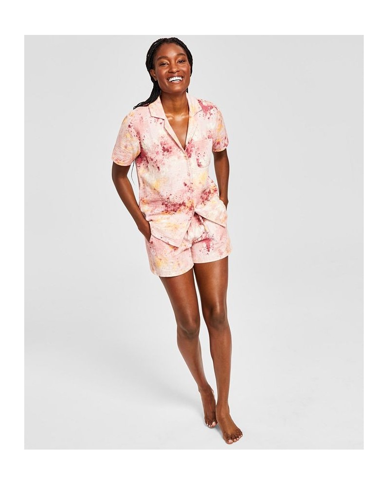 Women's Cotton Gauze Shorts Pajama Set Pink $22.26 Sleepwear