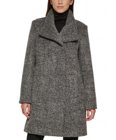 Women's Asymmetrical Textured Wool Coat Gray $123.95 Coats