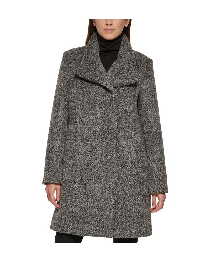 Women's Asymmetrical Textured Wool Coat Gray $123.95 Coats