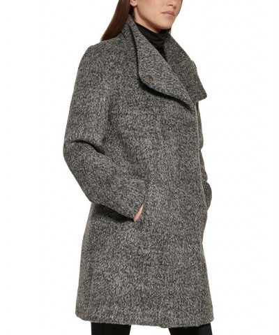 Women's Asymmetrical Textured Wool Coat Gray $123.95 Coats