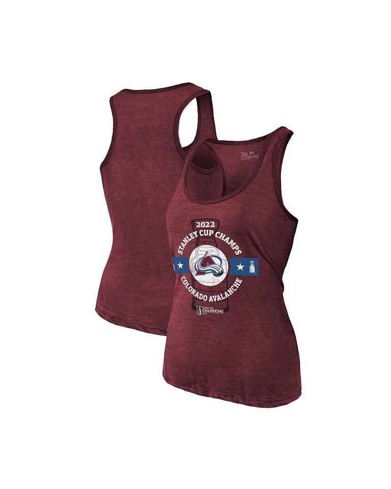 Women's Threads Burgundy Colorado Avalanche 2022 Stanley Cup Champions Racerback Tank Top Burgundy $28.49 Tops