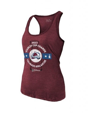 Women's Threads Burgundy Colorado Avalanche 2022 Stanley Cup Champions Racerback Tank Top Burgundy $28.49 Tops