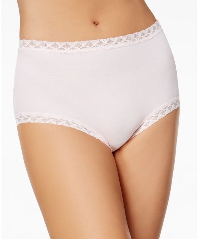 Bliss Lace-Trim High Rise Cotton Brief 755058 Pink $13.20 Underwears