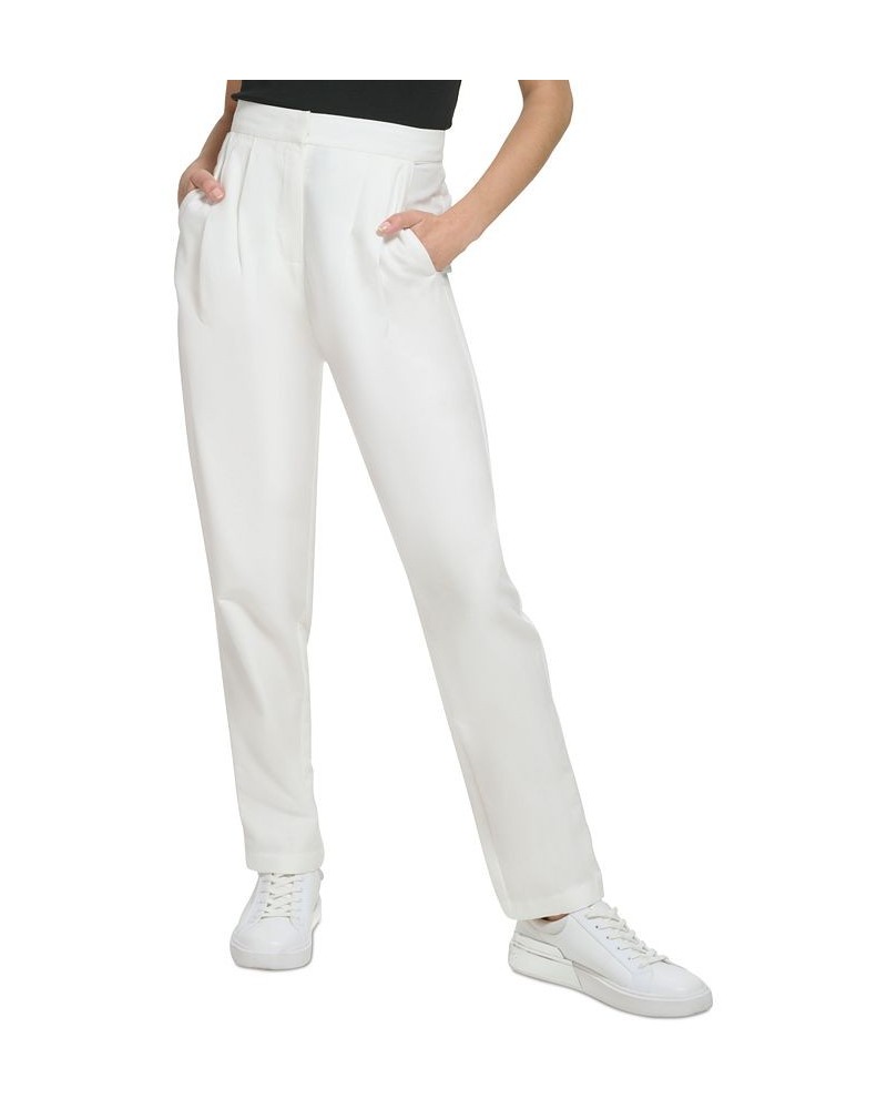 Women's High-Rise Pleated-Front Pants Soft White $23.76 Pants