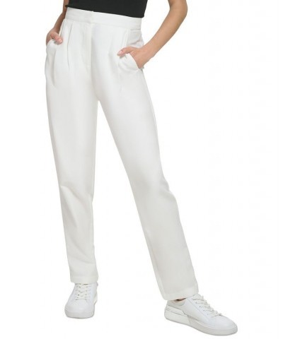 Women's High-Rise Pleated-Front Pants Soft White $23.76 Pants