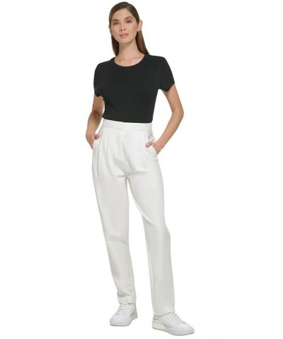 Women's High-Rise Pleated-Front Pants Soft White $23.76 Pants